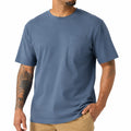 T-shirt da uomo M in tessuto blu con taschino - girocollo a maniche corte