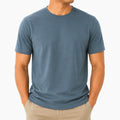 T-shirt uomo L blu ardesia in tessuto a maniche corte per uso quotidiano