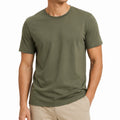 T-shirt uomo L verde oliva in tessuto a maglia - girocollo a maniche corte
