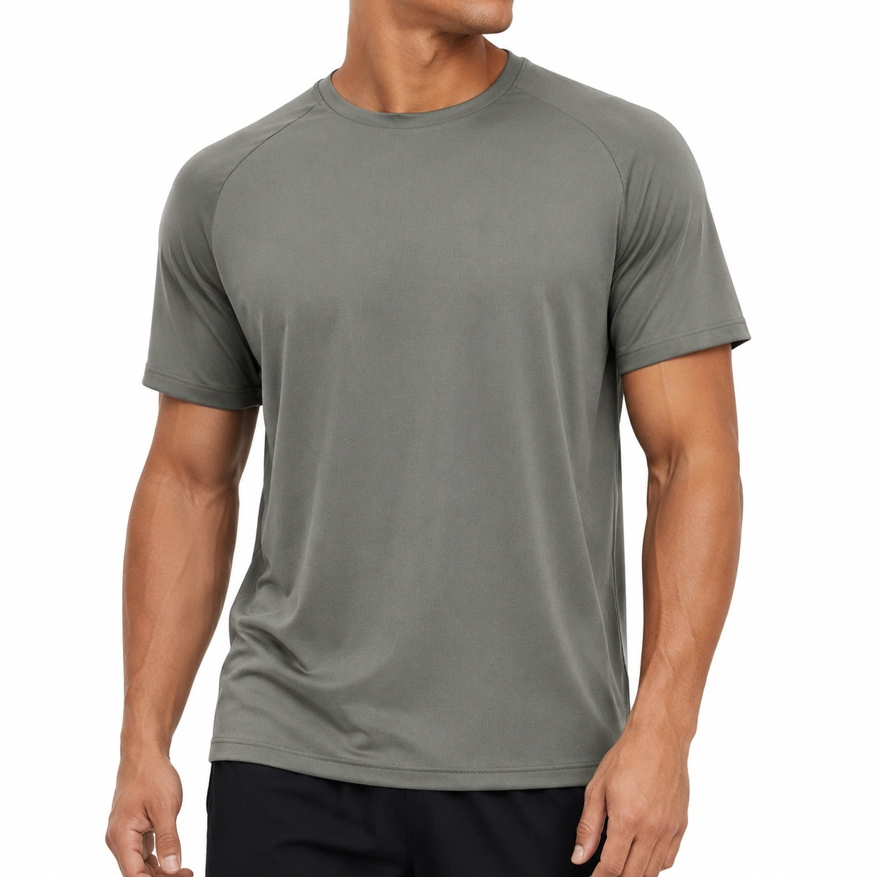 T-shirt uomo taglia L grigio in tessuto sintetico a manica corta - vestibilità regolare
