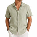 Camicia uomo M verde salvia a maniche corte in tessuto leggero stile casual