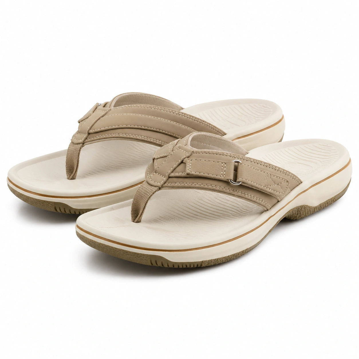 Infradito da uomo 42/43 beige con tomaia sintetica e suola ammortizzata