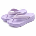 Infradito donna 42/43 in schiuma EVA lilla con zeppa e fascia tessile