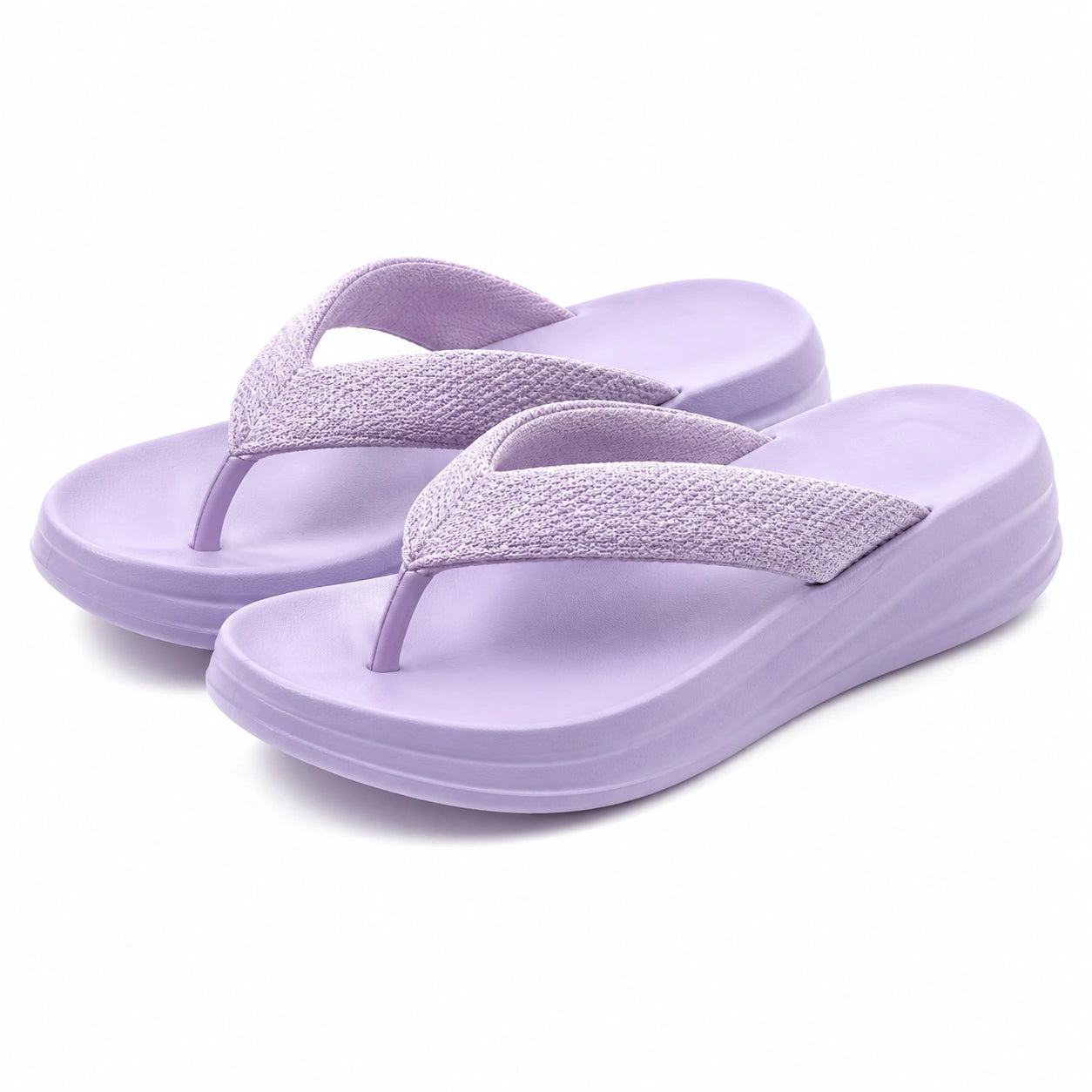 Infradito donna 42/43 in schiuma EVA lilla con zeppa e fascia tessile