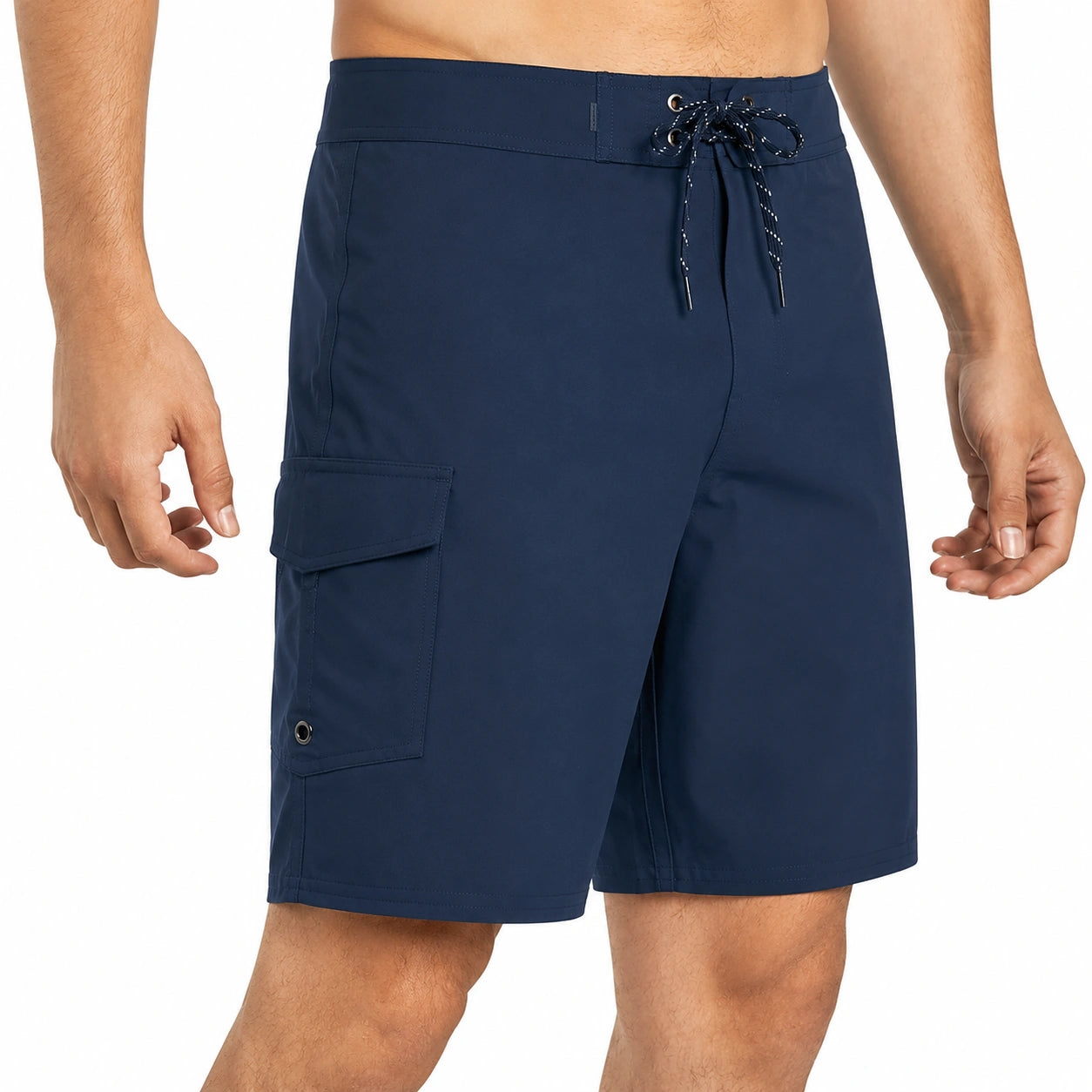 Costume da bagno uomo L blu navy in tessuto sintetico con tasca cargo e coulisse