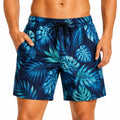 Costume da bagno uomo L in tessuto sintetico blu con stampa tropicale - shorts mare con tasche