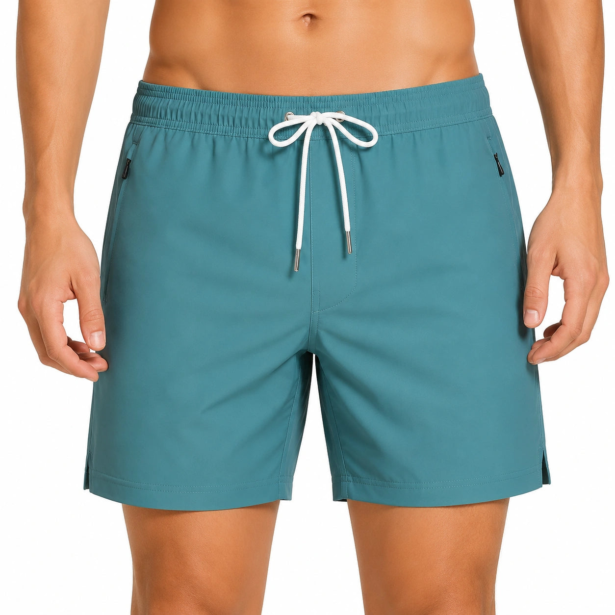 Costume da bagno uomo taglia M turchese con tasche con zip e coulisse