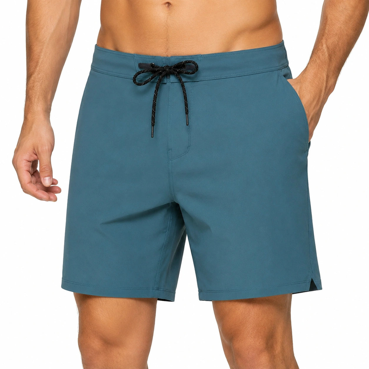 Costume da bagno uomo M in tessuto sintetico blu petrolio con tasche e coulisse