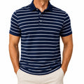 Polo da uomo taglia M in tessuto blu navy a righe stile casual