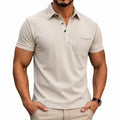 Polo uomo taglia M in cotone beige con taschino stile casual