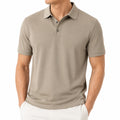 Polo da uomo L beige in tessuto piqué a maniche corte stile casual